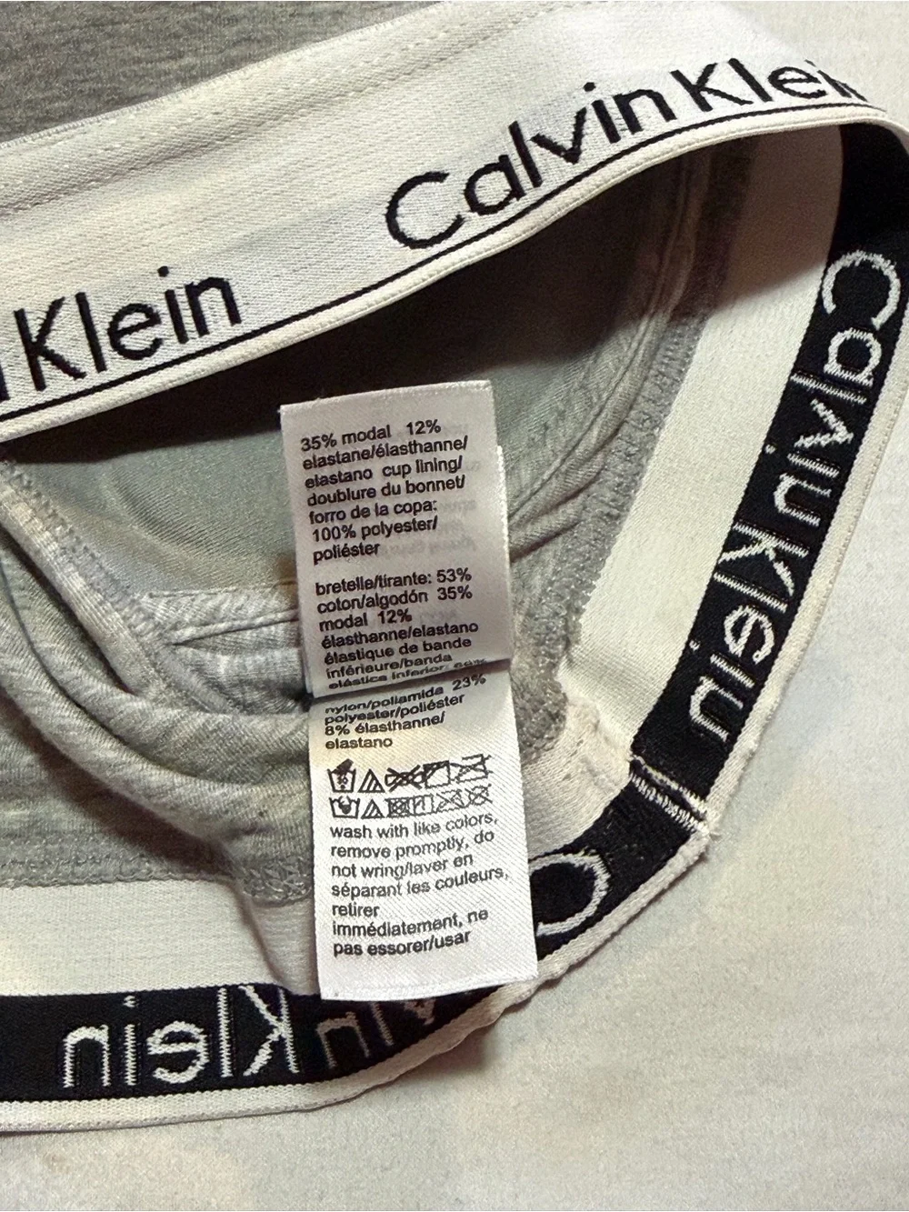 Calvin Klein Modern Cotton Padded Bralette Grey Cotton Modal Extra Small XS - Picture 7 of 8